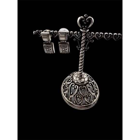 Brighton vintage silver scrolled drop earrings - Picture 4 of 5